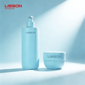 ชุดบรรจุภัณฑ์ขวดเครื่องสำอาง PP/PE สีน้ำเงินด้าน เป็นมิตรต่อสิ่งแวดล้อม