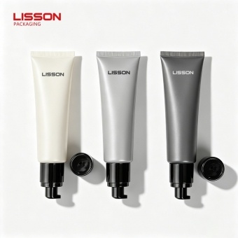 หลอดปั๊มสุญญากาศสำหรับเครื่องสำอาง พร้อมฝาปิดชุบโลหะ